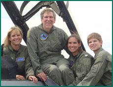 One of the most incredible experiences for Janice was the opportunity to fly “back seat” in an F-16 out of Eglin AFB. Her family was there to root her on.